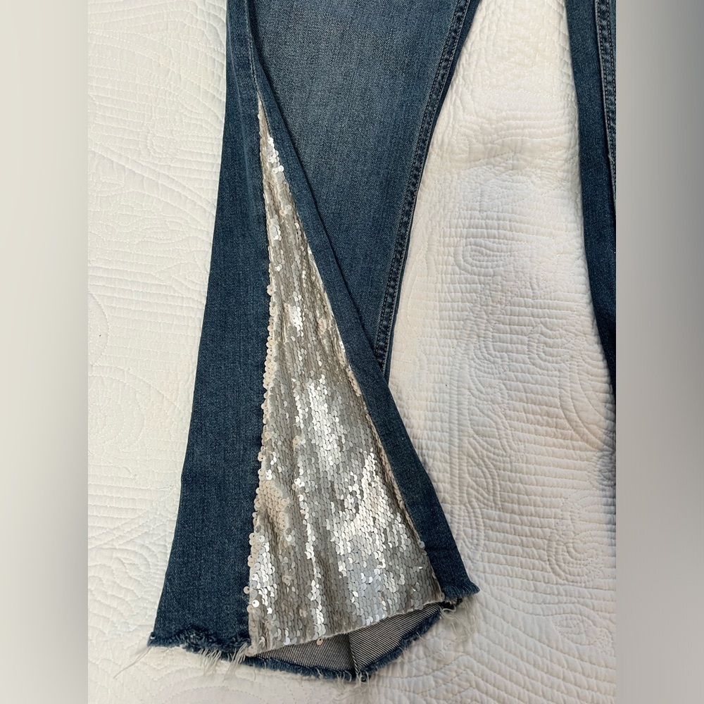 Anthro Pilcro and the Letterpress High-Rise Sequined Flared Jeans - Picture 4 of 9